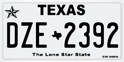 TX license plate DZE2392