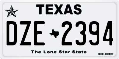 TX license plate DZE2394