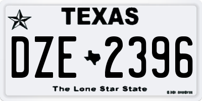 TX license plate DZE2396