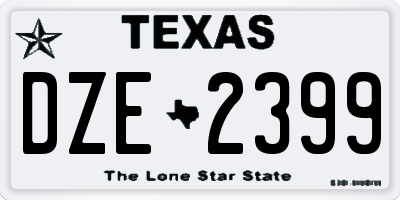 TX license plate DZE2399