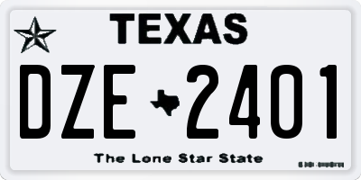TX license plate DZE2401