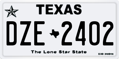 TX license plate DZE2402