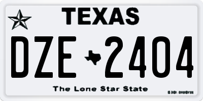 TX license plate DZE2404