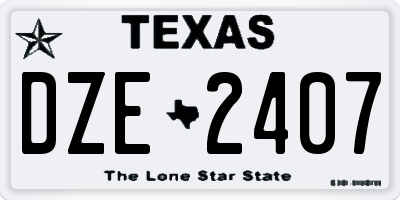 TX license plate DZE2407