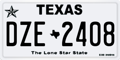 TX license plate DZE2408