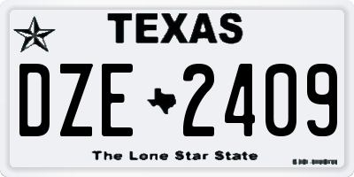 TX license plate DZE2409