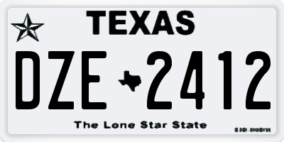 TX license plate DZE2412