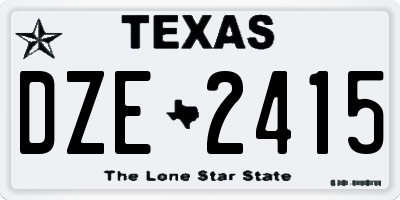 TX license plate DZE2415