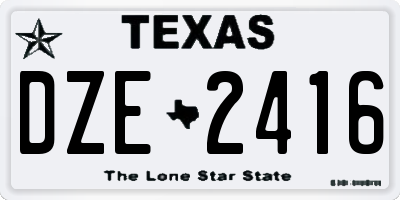 TX license plate DZE2416