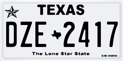 TX license plate DZE2417