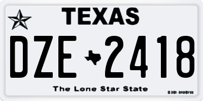 TX license plate DZE2418