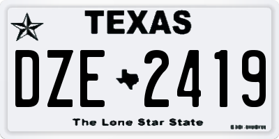 TX license plate DZE2419