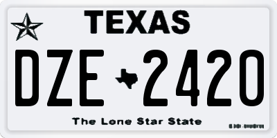 TX license plate DZE2420