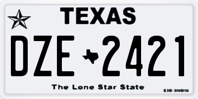 TX license plate DZE2421