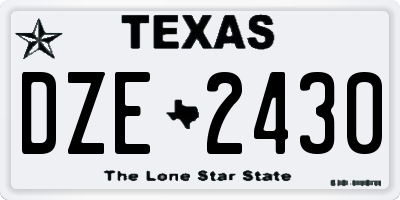 TX license plate DZE2430
