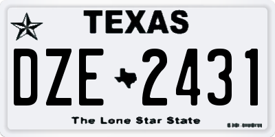 TX license plate DZE2431