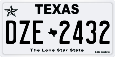 TX license plate DZE2432