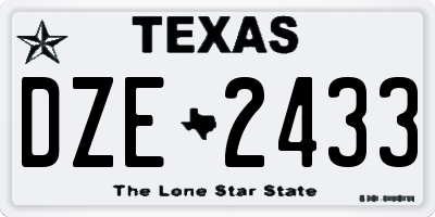 TX license plate DZE2433