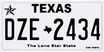 TX license plate DZE2434