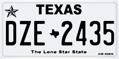 TX license plate DZE2435
