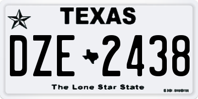 TX license plate DZE2438