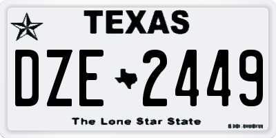 TX license plate DZE2449