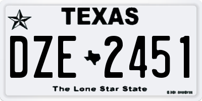 TX license plate DZE2451