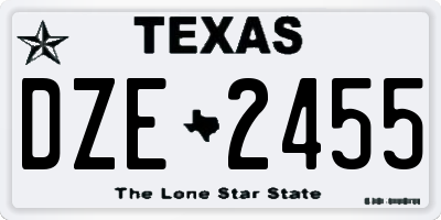 TX license plate DZE2455