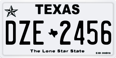 TX license plate DZE2456