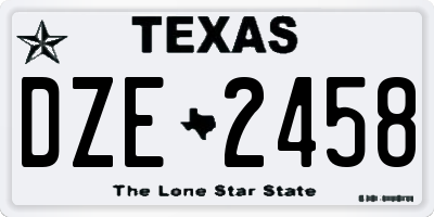 TX license plate DZE2458