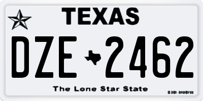 TX license plate DZE2462