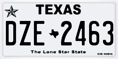 TX license plate DZE2463