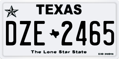 TX license plate DZE2465