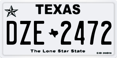 TX license plate DZE2472