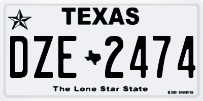 TX license plate DZE2474