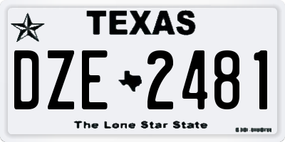 TX license plate DZE2481