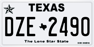 TX license plate DZE2490