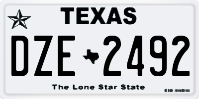 TX license plate DZE2492