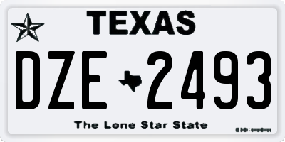 TX license plate DZE2493