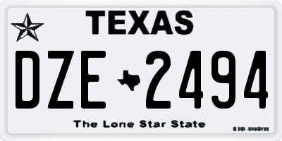 TX license plate DZE2494