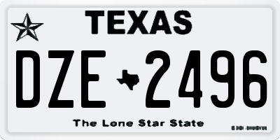 TX license plate DZE2496