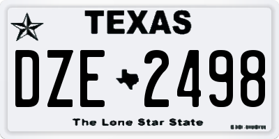 TX license plate DZE2498