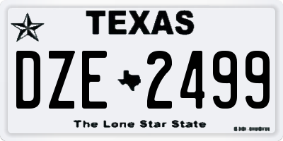 TX license plate DZE2499