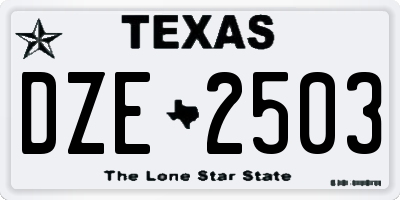 TX license plate DZE2503