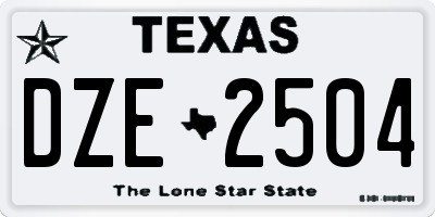 TX license plate DZE2504