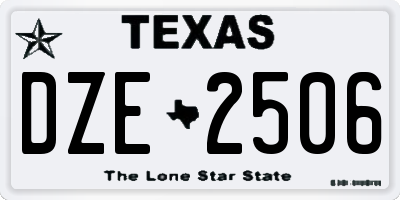 TX license plate DZE2506