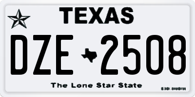 TX license plate DZE2508
