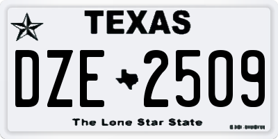 TX license plate DZE2509