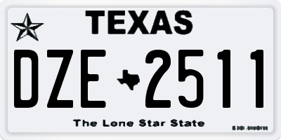 TX license plate DZE2511