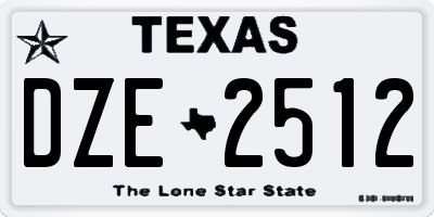 TX license plate DZE2512